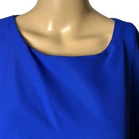 CLEO Mother  of the bride Blue Asymmetrical Lace event sheath dress. Beaded - Picture 4 of 12